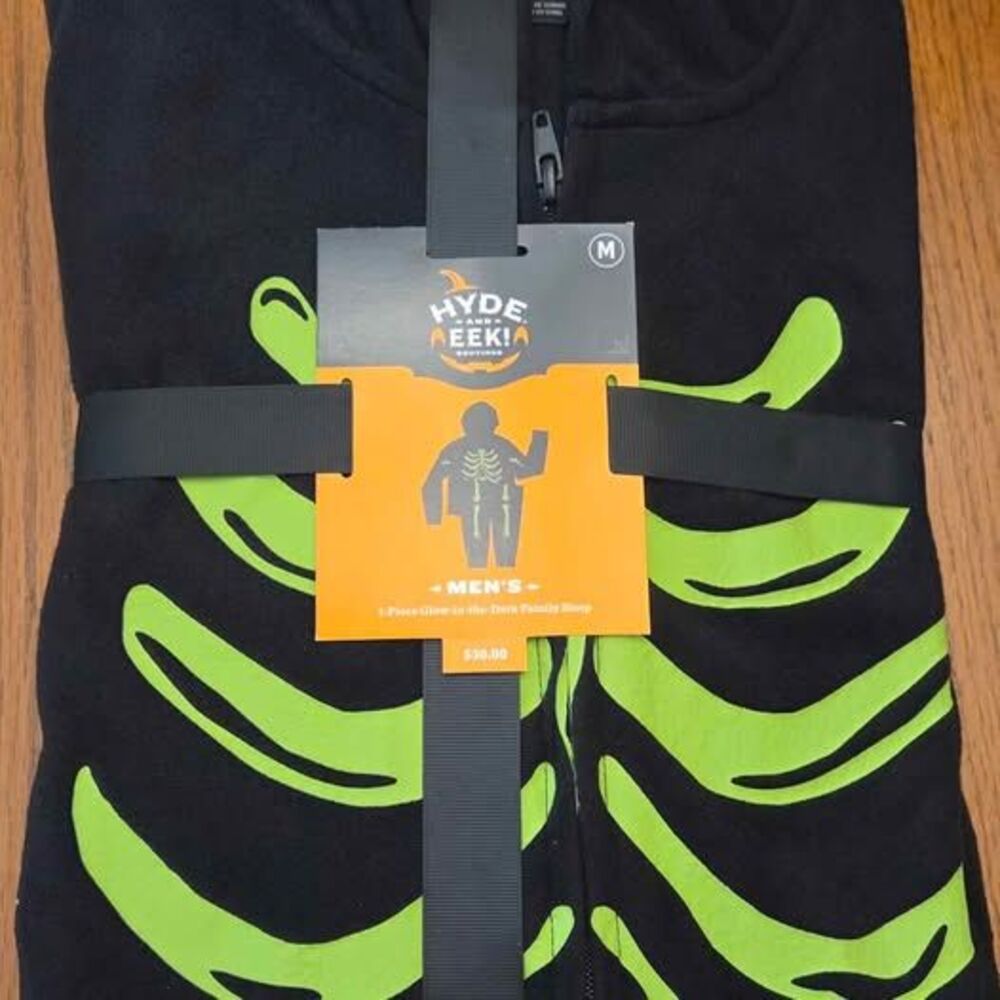 Size medium glow in the dark skeleton one piece outfit